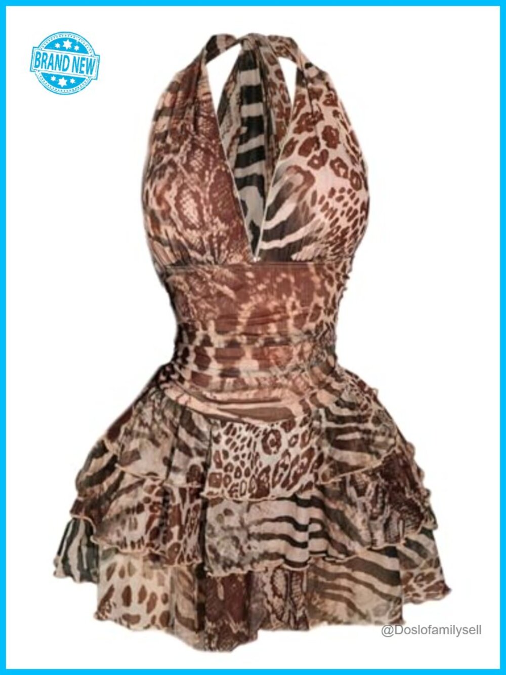 Plus Size Halter Mesh Mini Dress Backless Y2K Club Party